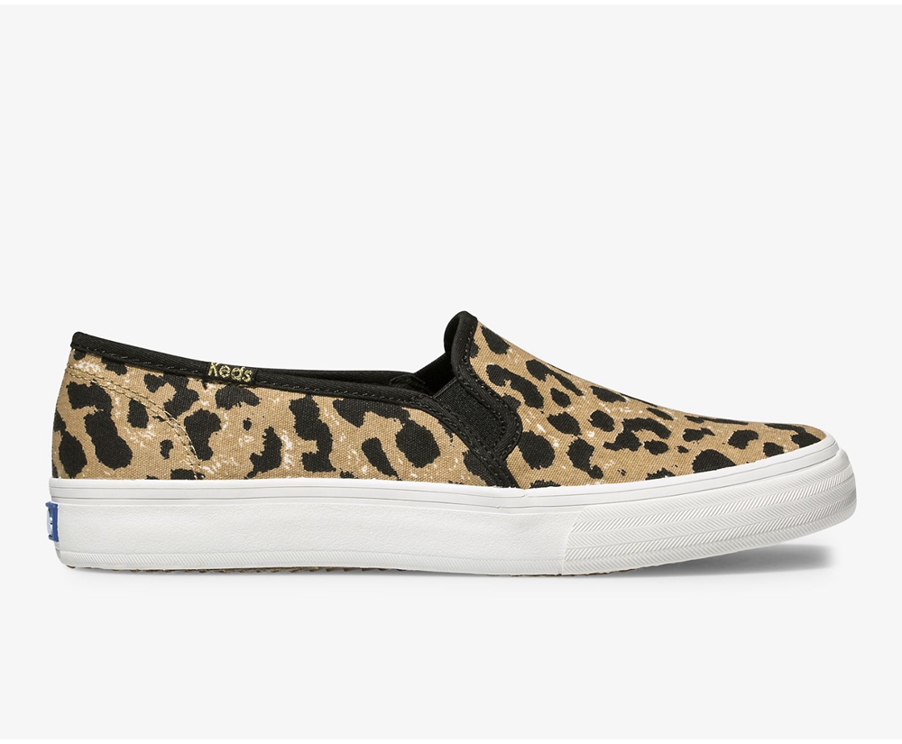 Keds Slip Ons Damen Braun - Double Decker Leopard - ZRD-316754